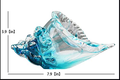 Blown glass conch statue, coastal home decor sea shells, glass conch horn sculpture, blown glass art for office decor, living room dining table centerpiece, bathroom shelf top and cabinet decoration