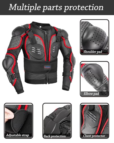 Kids Motorcycle Jacket-Dirt Bike Gear for MTB ATV,Motocross Armor Jacket,Chest Back Elbow Protection for Skateboard Skating