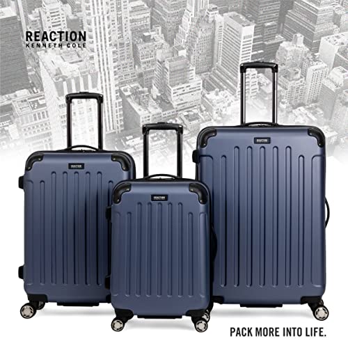 Kenneth Cole REACTION Renegade Luggage Expandable 8-Wheel Spinner Lightweight Hardside Suitcase, Navy Blue, 20-Inch Carry On
