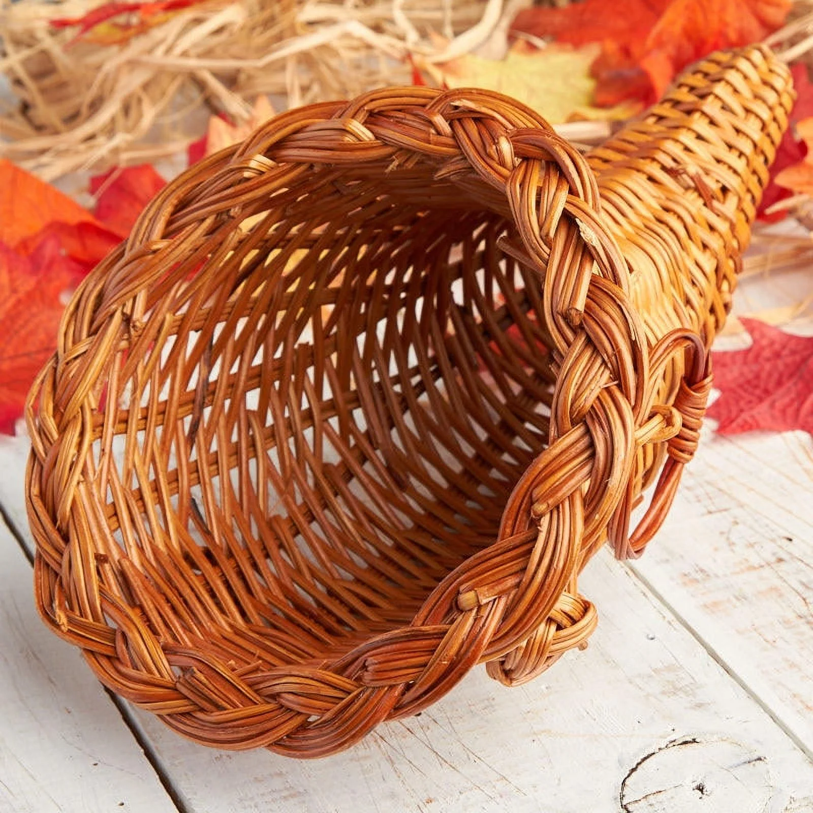 Factory Direct Craft Thanksgiving Cornucopia Horn of Plenty Wicker Basket