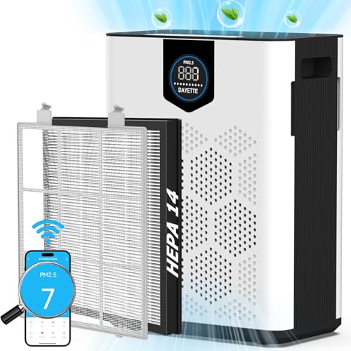 Air Purifiers for Home Large Room Up to 3000 Ft² with H14 HEPA Filters, Air Purifiers for Pets Bedroom with Washable PreFilters, Double Air Intake, Air Quality Monitor, 22dB Sleep Mode