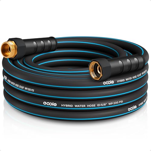 Heavy Duty Garden Hose 25ft, NON-EXPANDABLE Flexible Water Hose, Kink Resistant Lightweight Hybrid Hose, Leakproof Hose Male to Female Fittings