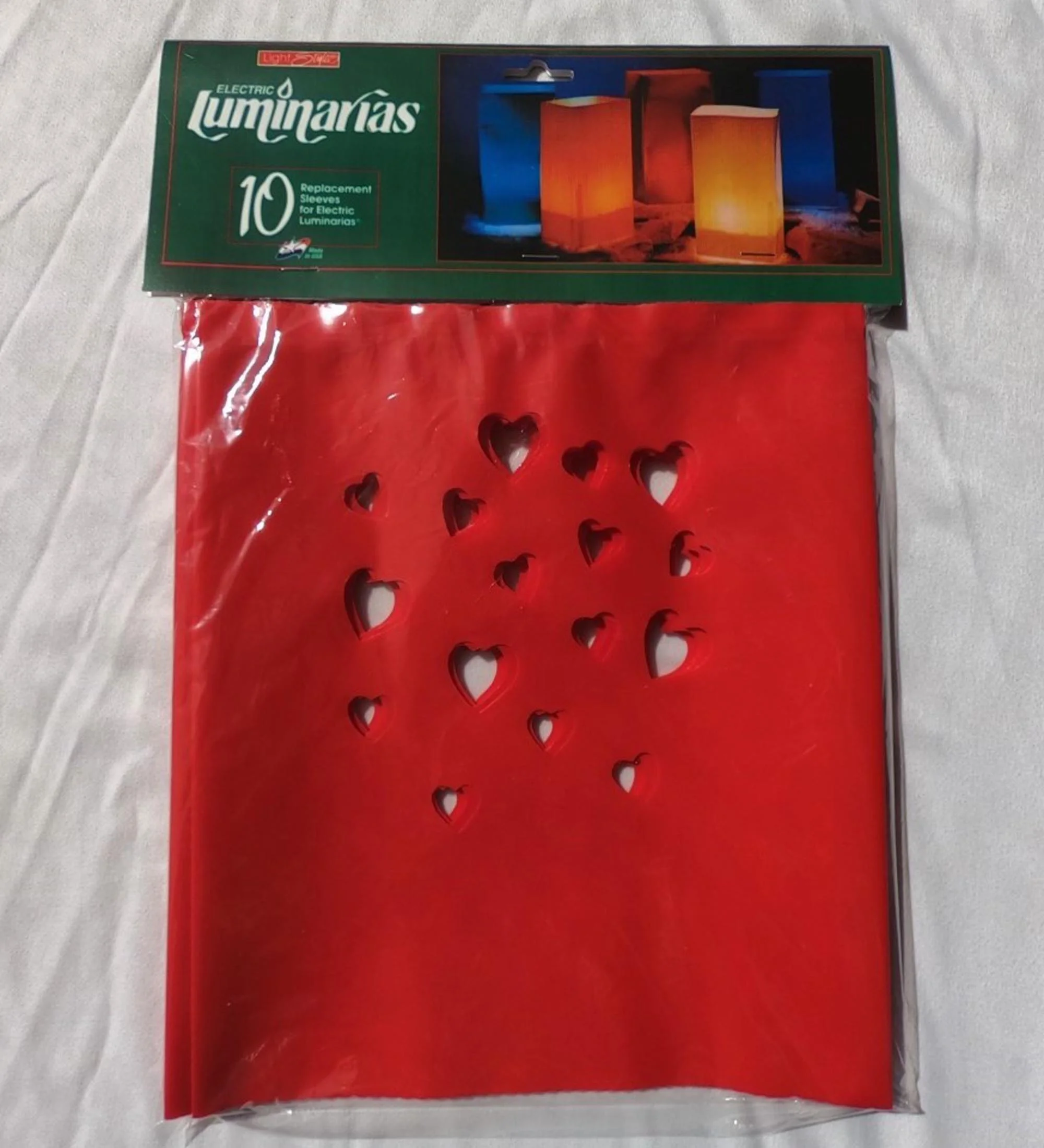 RED HEARTS - VALENTINES DAY - Electric Luminary - Luminaria Light - Rc Replacement Sleeves - 1 Pack - 10 Pieces - Plastic - Fit Rc - Outdoor Pathway Lights - MADE IN AMERICA - FREE SHIP