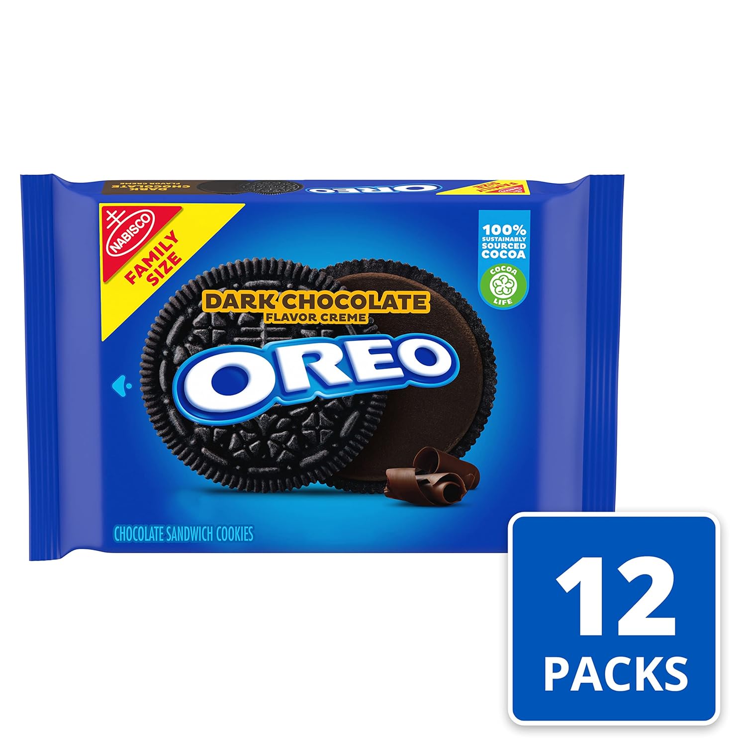 OREO Dark Chocolate Creme Chocolate Sandwich Cookies, Family Size, 12 - 17 oz Packs
