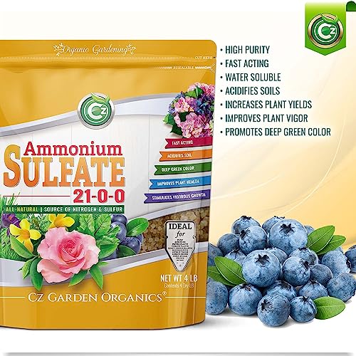 Ammonium Sulfate Fertilizer AMS 21-0-0 +24% Sulfur - Made in USA Plant Food for Indoor/Outdoor Plants & Flower Gardens - Promotes Lush Growth - Green Lawns, Fruit, Vegetables, Acid Loving Plants