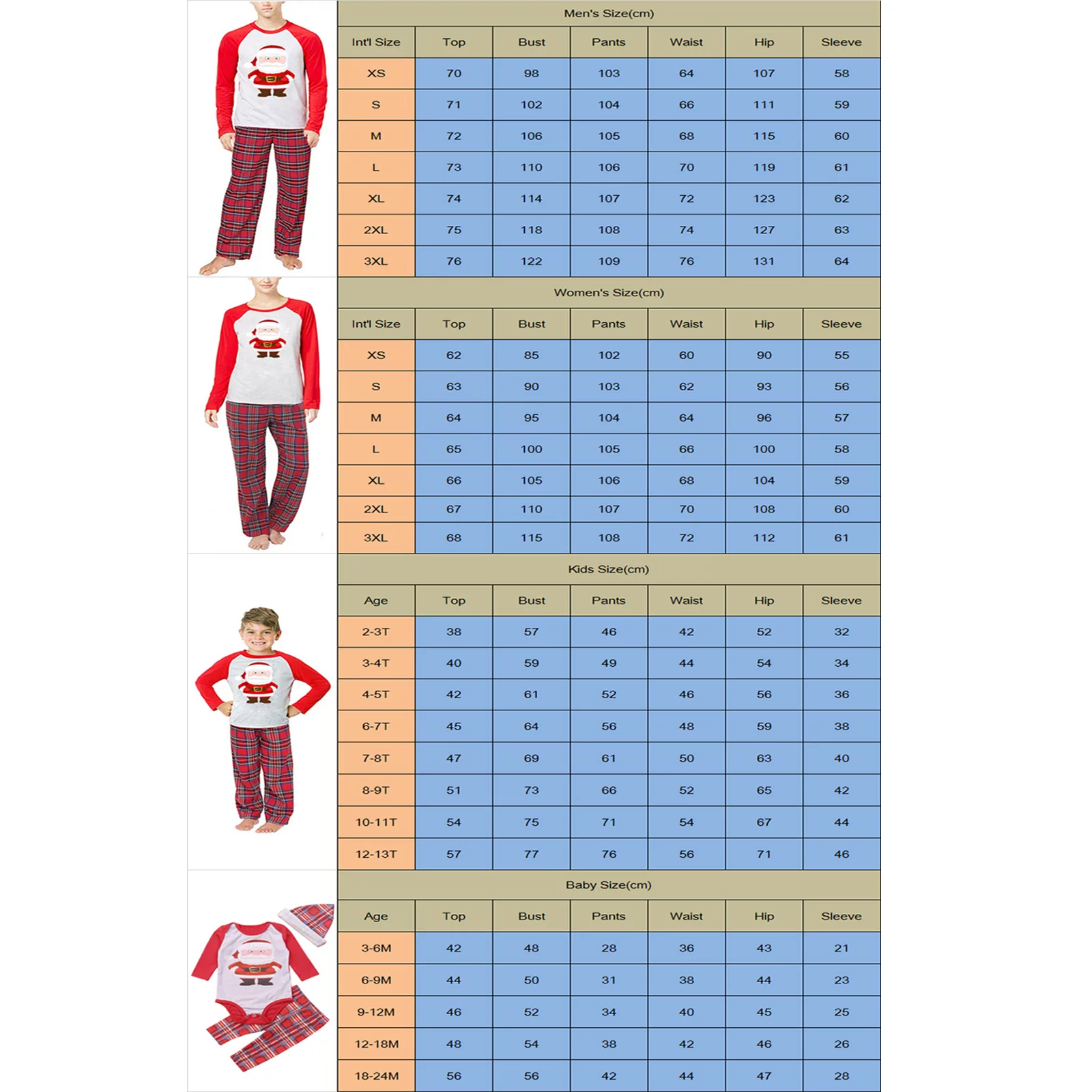 2020 Christmas Family Matching Cute Pajamas Adult Women Kids Baby Sleepwear Set Santa Claus Plaid Casual Sleepwears