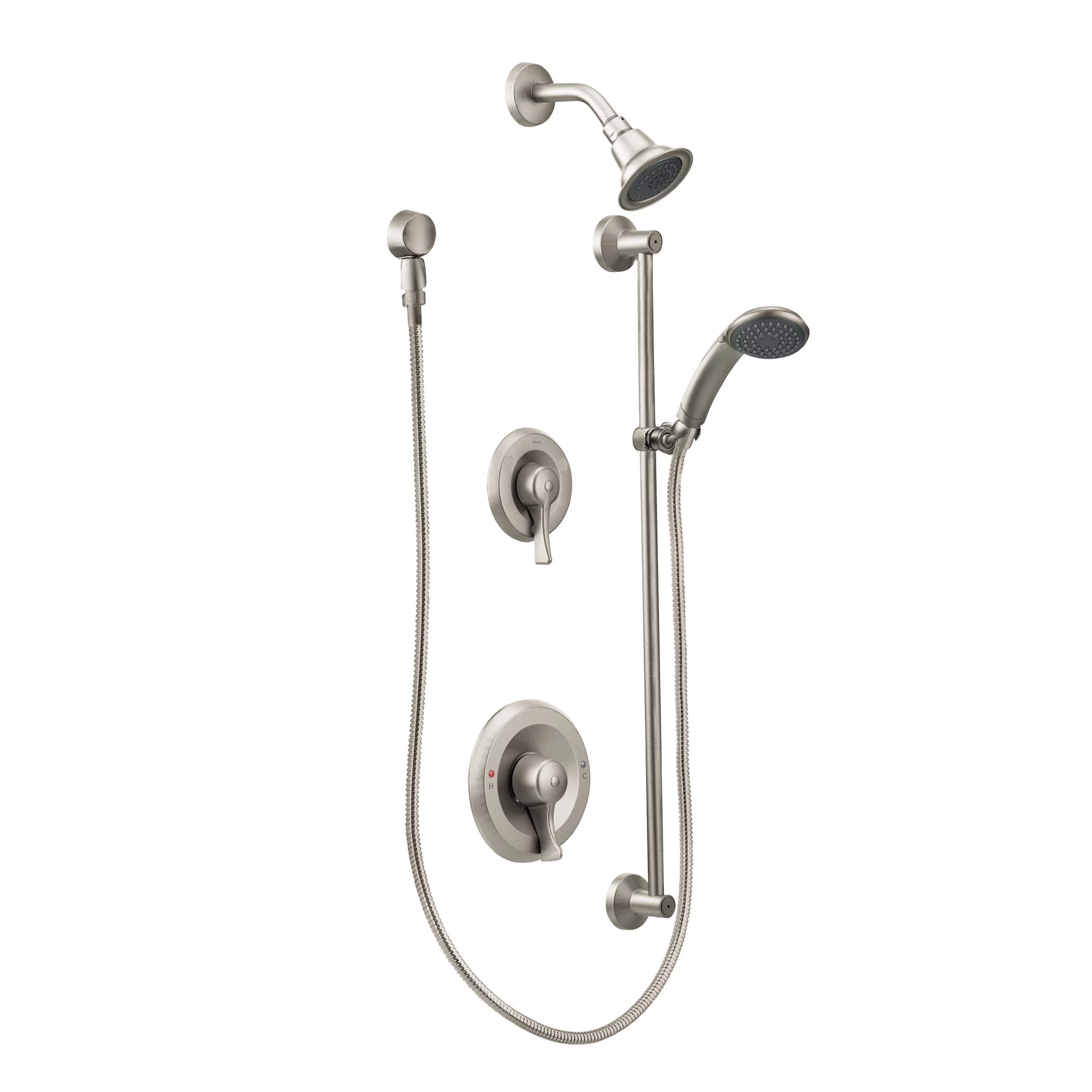 Moen T8342CBN-8370HD-L Moen Commercial Posi-Temp Bathtub and Shower Faucet Kit with valve 8370HD Brushed Nickel Lowe's Exclusive