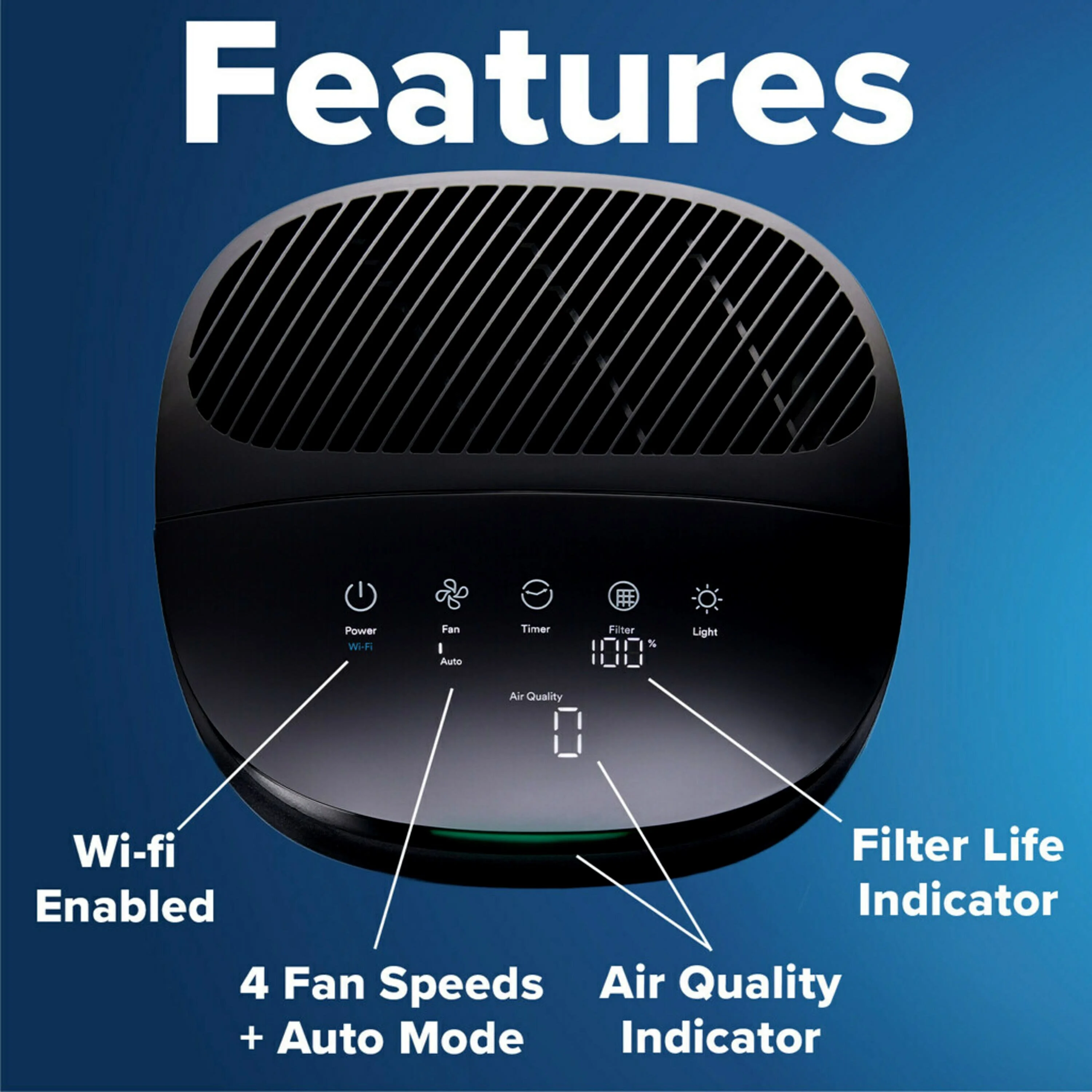 Filtrete Large Air Purifier, White, 310 ft. Coverage, Carbon True HEPA, 1 Smart Device