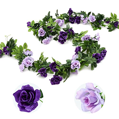 Veryhome 2pcs Artificial Flowers Garland Eucalyptus Garland Peonies Artificial Flowers Faux Flower Vines for Bedroom Room Decor Wall Hanging Plant for Wedding Arch Party Decor (Vintage Pink)