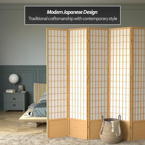 Red Lantern 7 ft. Tall Window Pane Shoji Screen-White-3 Panels Room Divider