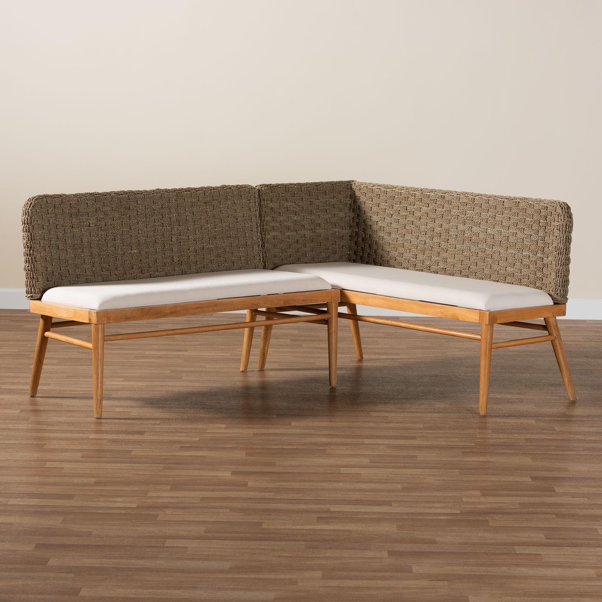 Baxton Studio Denver Boho Dining Nook Banquette set, 2-Piece, Brown