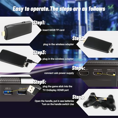 Yuieapl Retro Gaming Console, with 30000+ games built in, 4KHDMI Output, dual 2.4GHz wireless controllers - plug and play