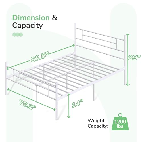 Novilla Full Size Bed Frame with Headboard and Footboard, 14 Inch Metal Platform Bed Frame, Under Bed Storage, Strong Metal Slats Support, Mattress Foundation No Box Spring Needed