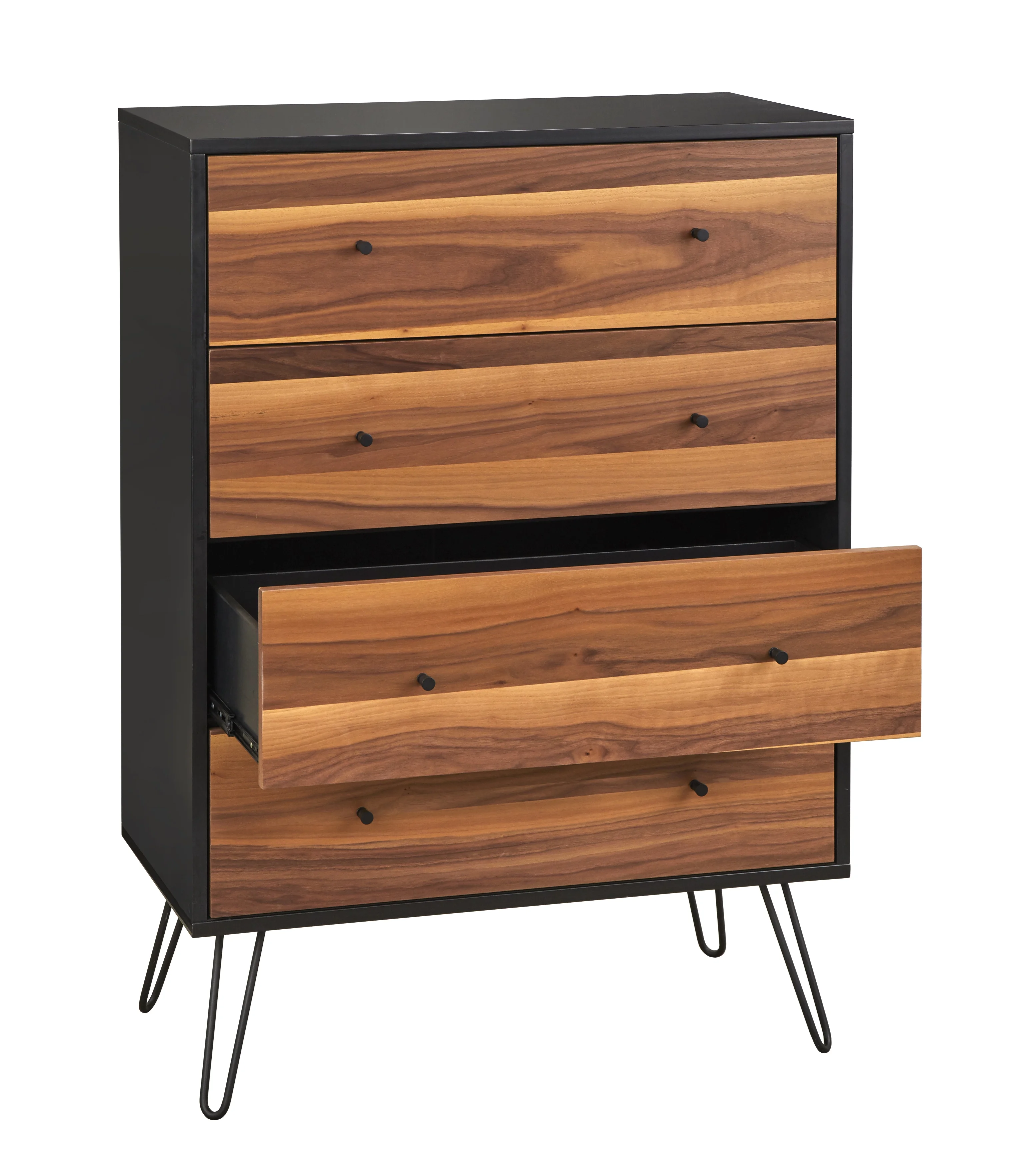 TMS Rodan 4-Drawer Chest, Walnut and Black
