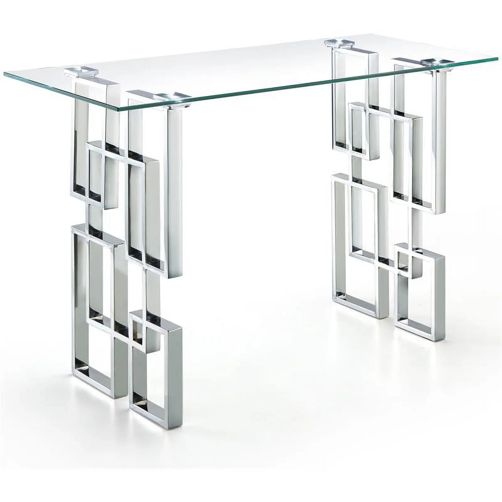Meridian Furniture Alexis Glass Top Console Table with Durable Chrome Base