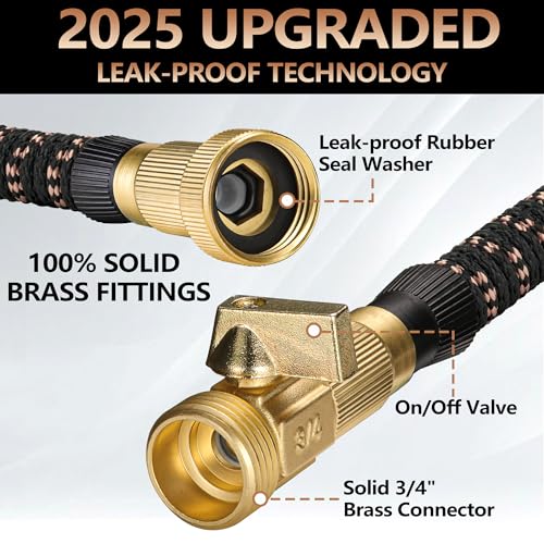 50 ft Expandable Garden Hose w/10 Functions Spray Nozzle, Water Hoses with 3/4