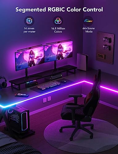 Govee RGBIC Gaming Lights, 10ft Neon Rope Lights Soft Lighting for Gaming Desks, LED Strip Lights Syncing with Razer Chroma, Support Cutting, Smart App Control, Music Sync, Adapter (Only 2.4G Wi-Fi)
