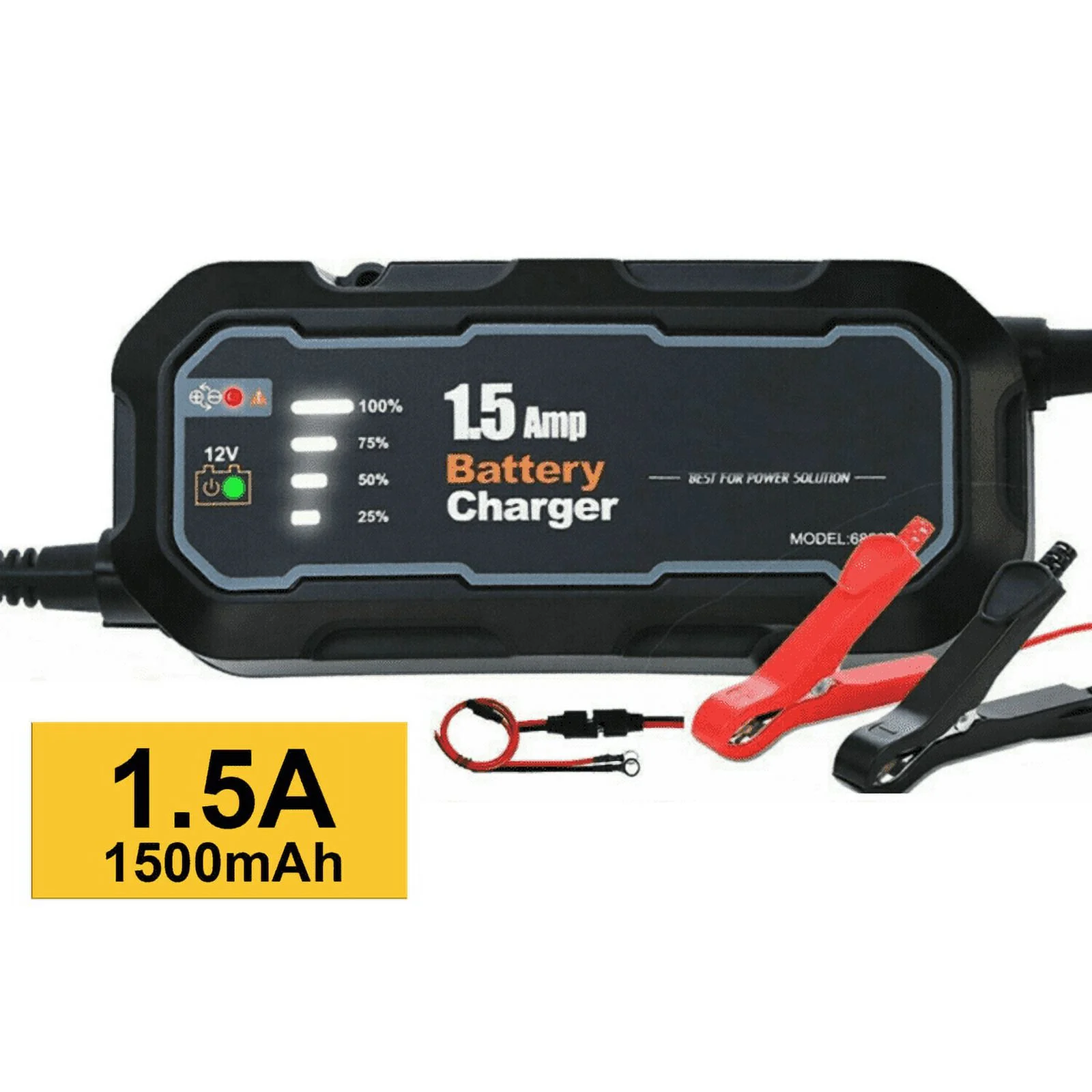 The Perfect 12V Smart Car Battery Charger with Digital Display O Ring Terminals & Clips