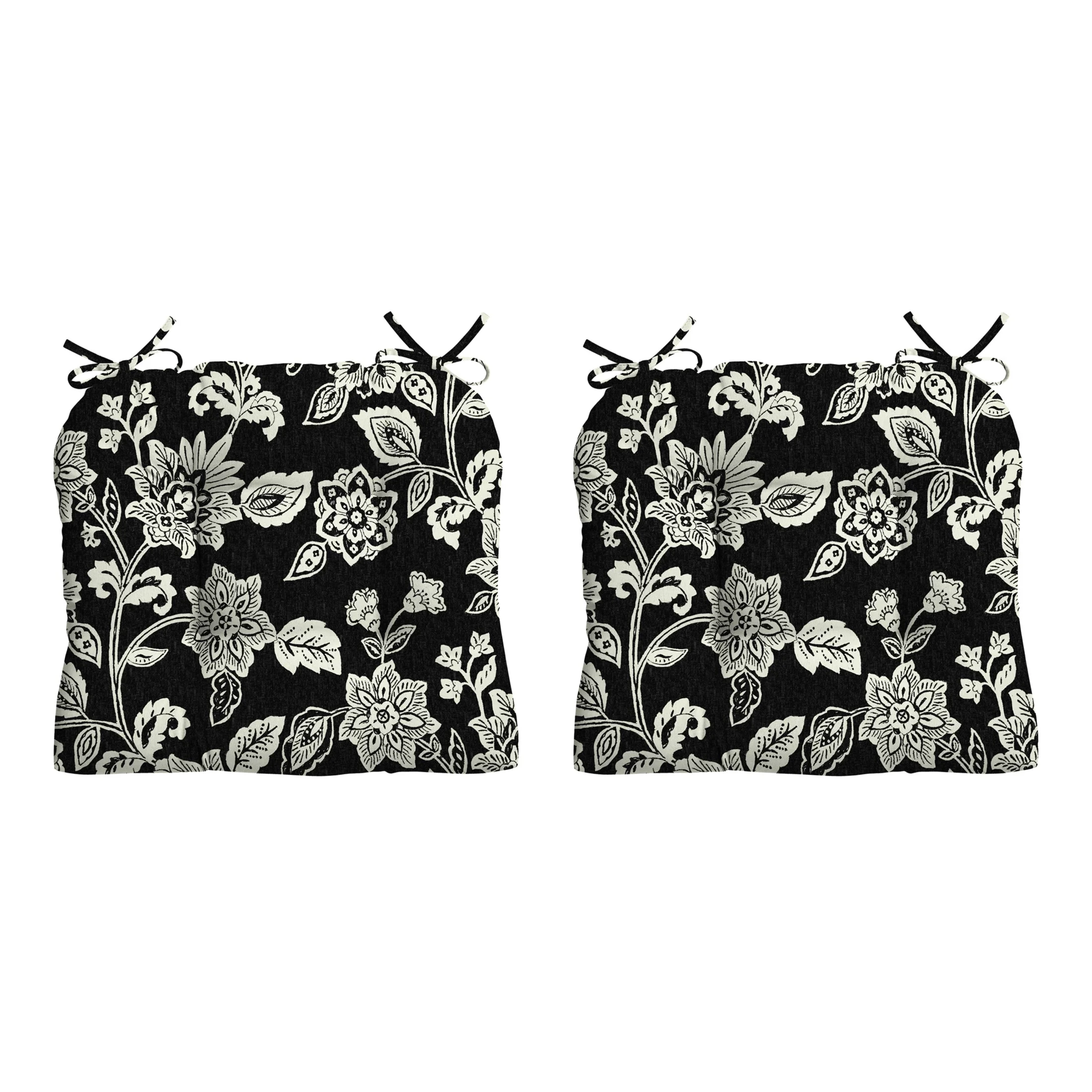 Arden Selections Outdoor Wicker Chair Cushion, 2 pack, 20 x 18, Tufted Plush Cushion for Wicker and Rocking Chairs 18 x 20, Ashland Black Jacobean