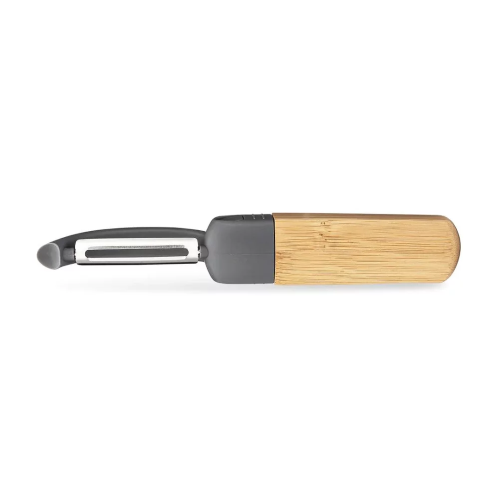 Full Circle Peel Good Collection Straight Peeler – Bamboo and Stainless Steel Fruit and Vegetable Peeler – Removable Swivel Head - Kitchen Tool for Carrots, Apples, Potatoes and More.
