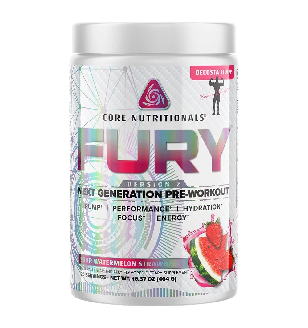 Core Nutritionals Fury V2 Platinum Next Generation Pre Workout 20 Servings (Sour Watermelon Strawberry)