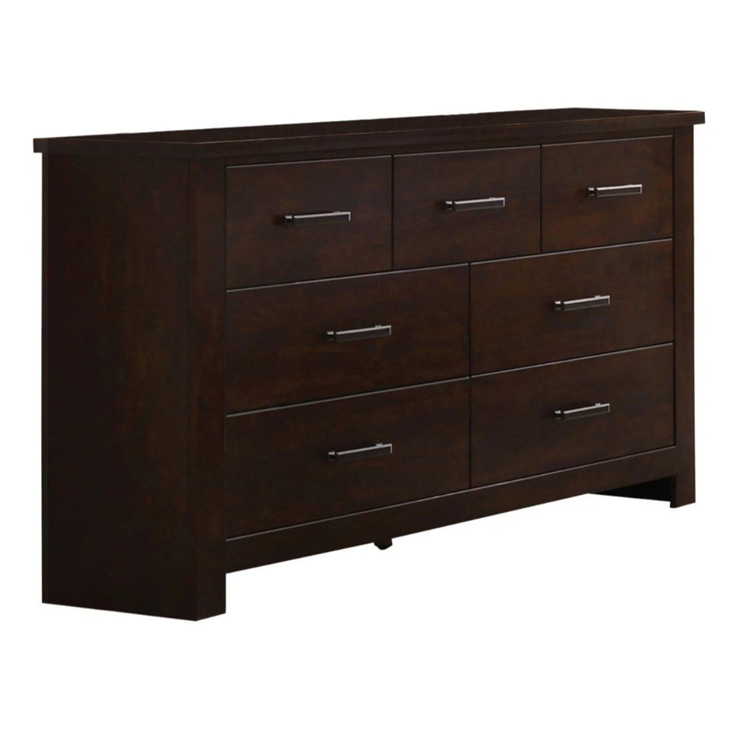 Benzara Wooden Dresser with Seven Spacious Drawers, Mahogany Brown