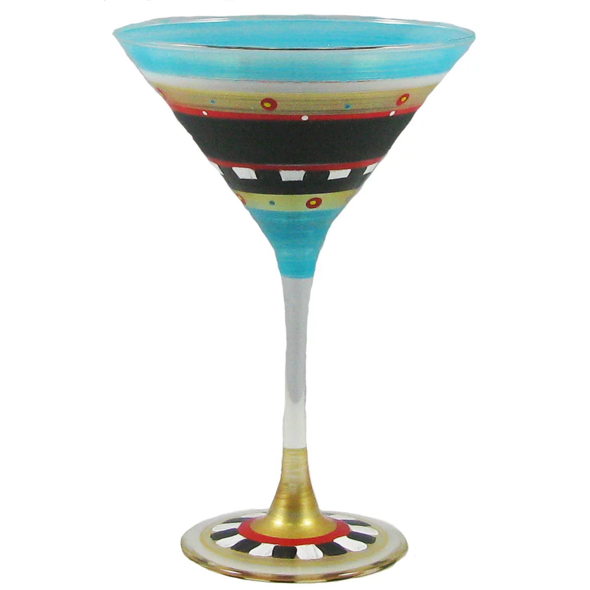 Crafted Creations Set of 2 Blue Mosaic Chalkboard Hand Painted Martini Drinking Glasses 7