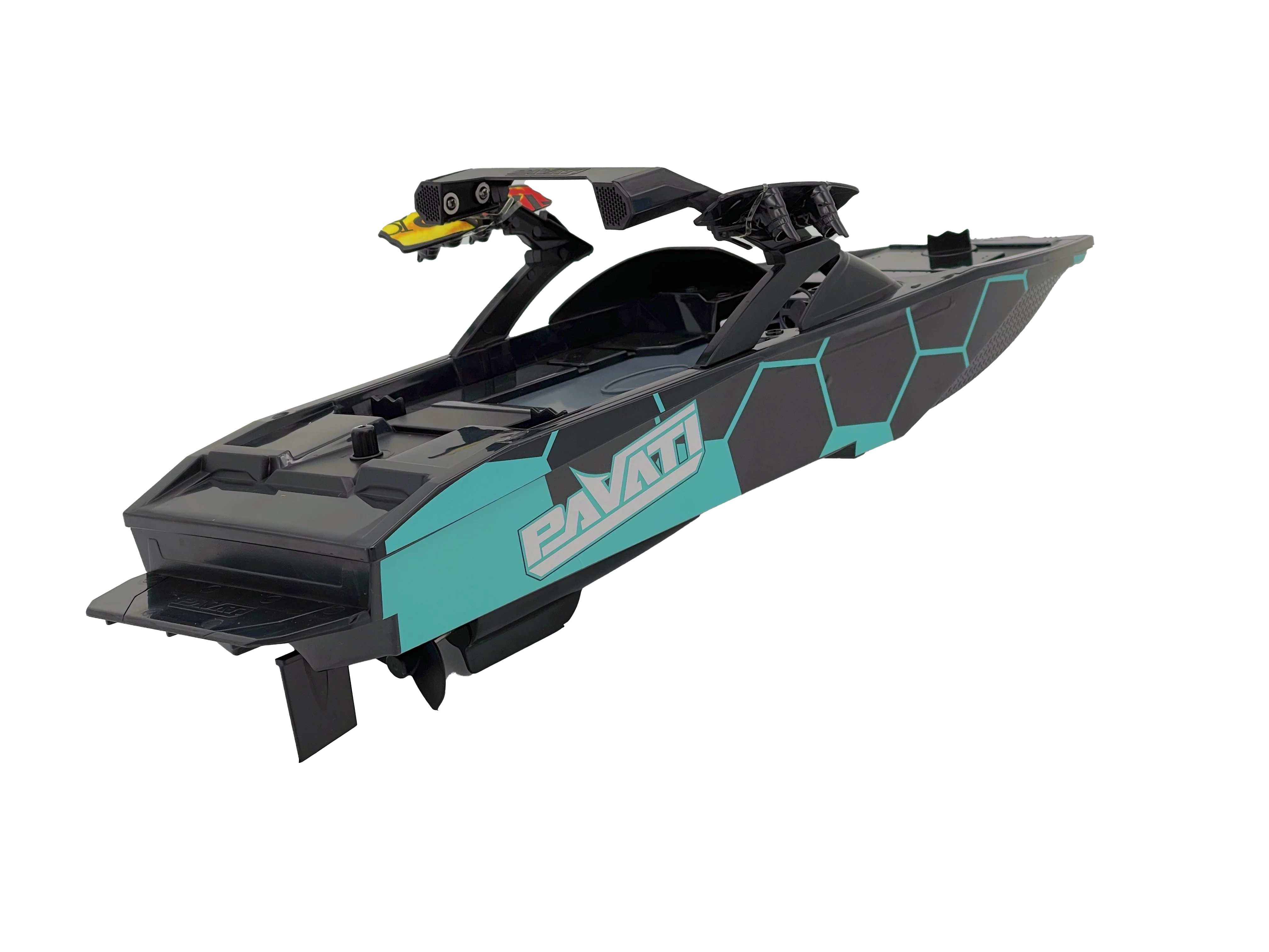 1:18 Electric Blue and Black Pavati 2.0 Remote Control Wakeboard Boat from Hyper Toy Company!