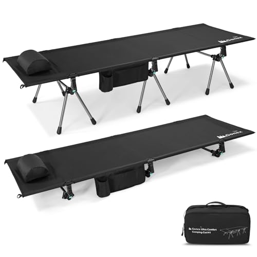 Gonex Camping Cot with Leg Extenders 2 in 1 Portable Ultralight Folding Cot for Adults Adjustable Height Supports 350lbs Sleeping Bed for Backpacking Travel Beach Home 74.8