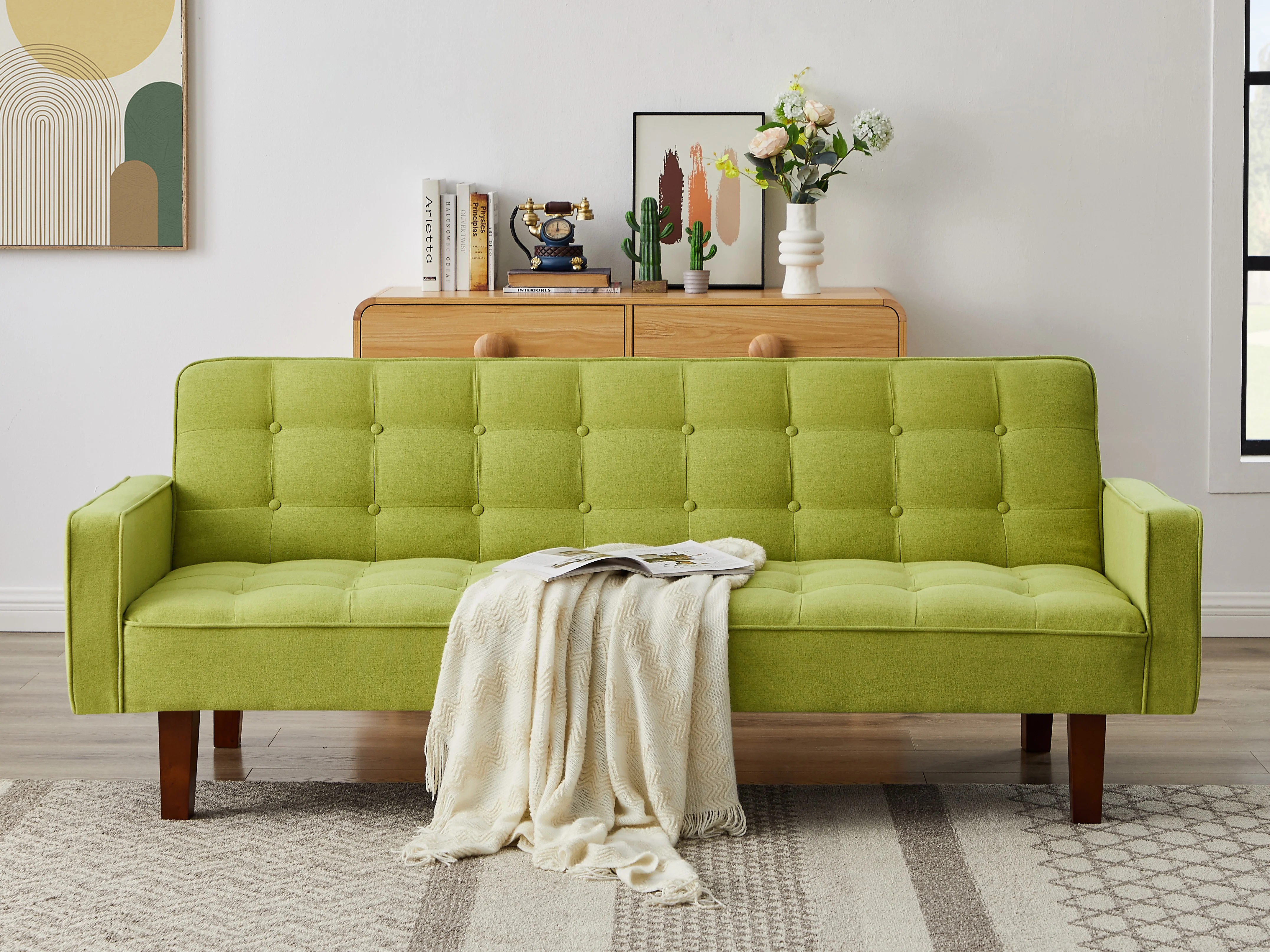 Solid Color Tufted Sofa, Space-Saving, Living Room Furniture, Comfortable, Stylish, Durable