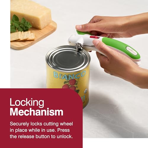 Zyliss Lock N' Lift Manual Can Opener With Lid Lifter Magnet, Red