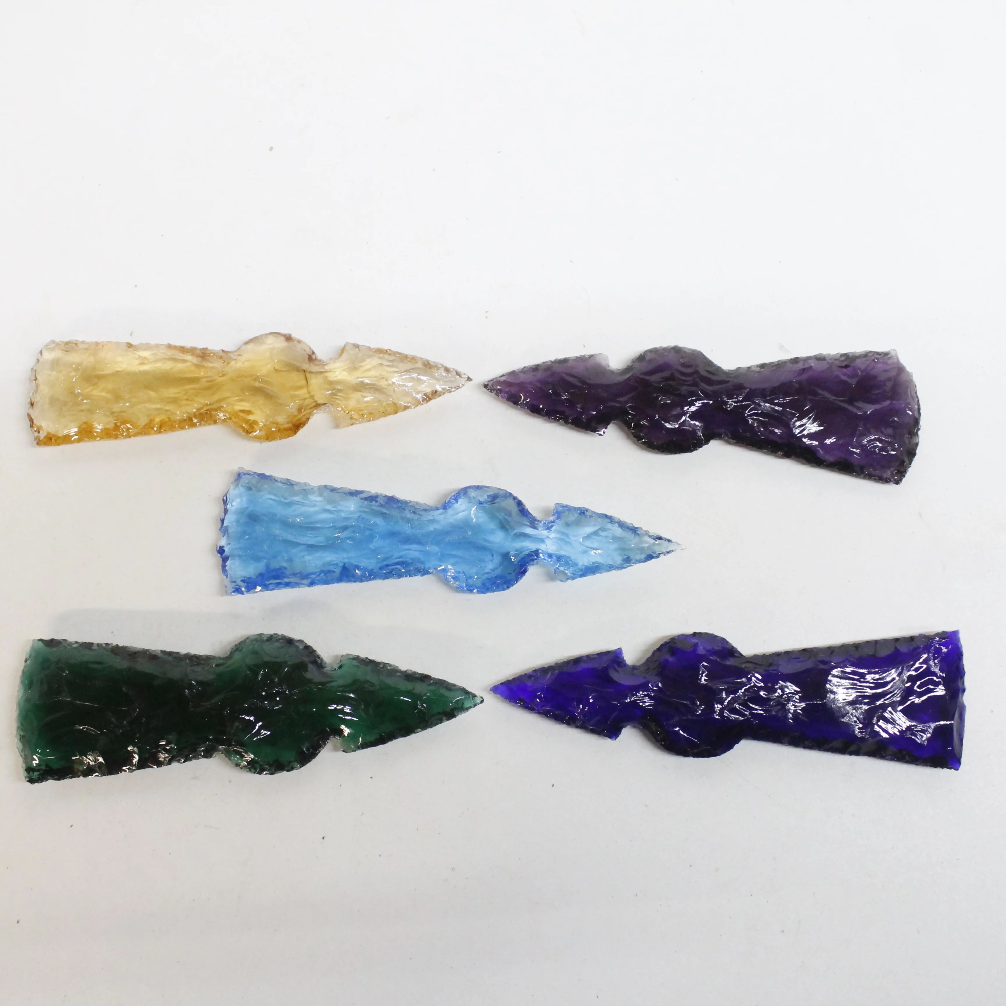 5 Glass Ornamental Tomahawk Heads #3318  Ax Axe Hatchet