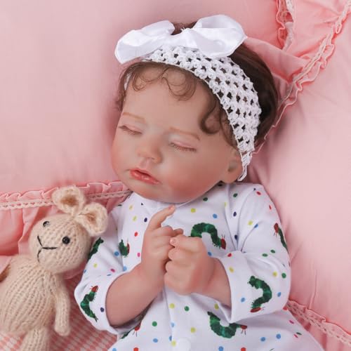 Reborn Baby Dolls Girl - 20 Inch Realistic Sleeping Newborn Baby Doll, Lifelike Handmade Cloth Body Soft Weighted Reborn Doll, Advanced Painted Gift Set for Kids Age 3+