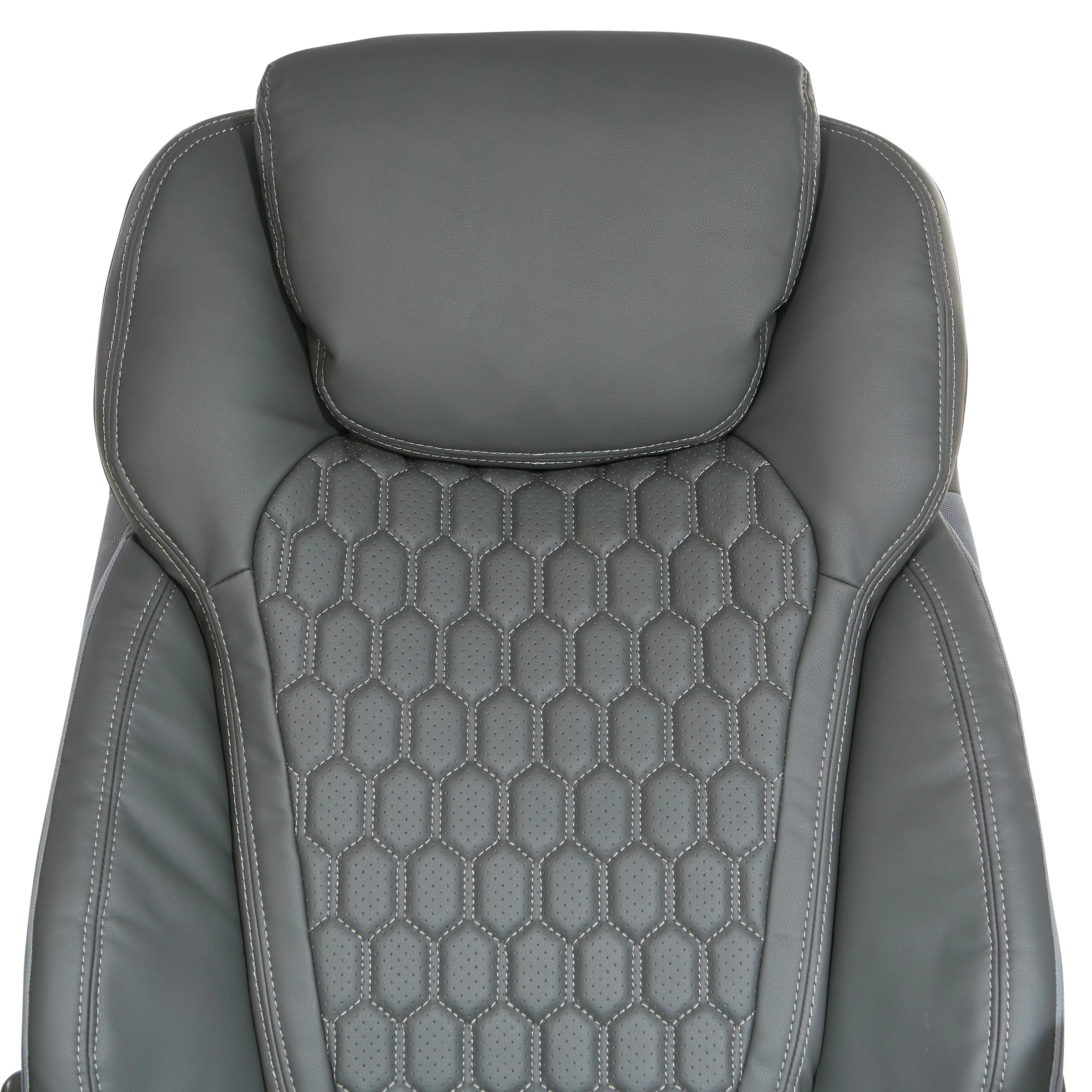 Office Star Products Executive High Back Chair with Grey Bonded Leather and Flip Arms