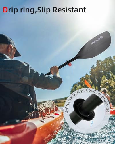 Abahub Adjustable Kayak Paddle 210-230 cm/ 230-250 cm Floating Kayaking Oars Boating Oars Canoeing Oars Black