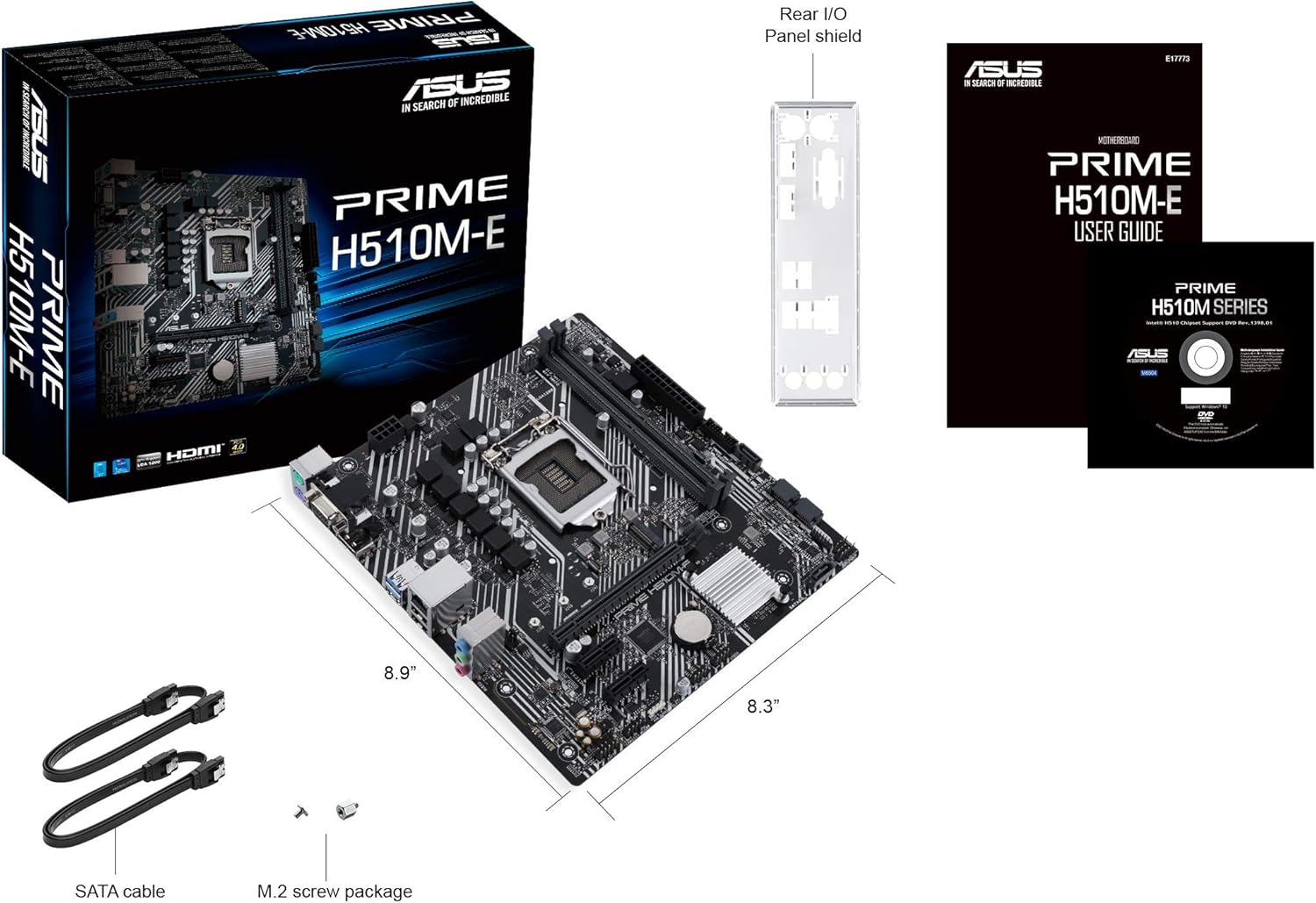 ASUS Prime H510M-E LGA1200 (Intel® 11th/10th Gen) Micro-ATX Motherboard (PCIe 4.0,M.2 Slot, 1Gb LAN, DP,HDMI, D-Sub, USB 3.2 Gen 1, COM Header, TPM Header, 4K@60Hz)