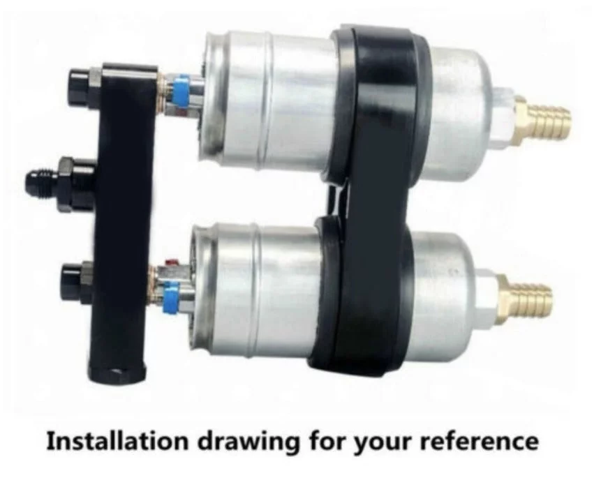 Billet Twin Dual Bosch 044 380lph AEM Fuel Pump Outlet Manifold Mounting Bracket