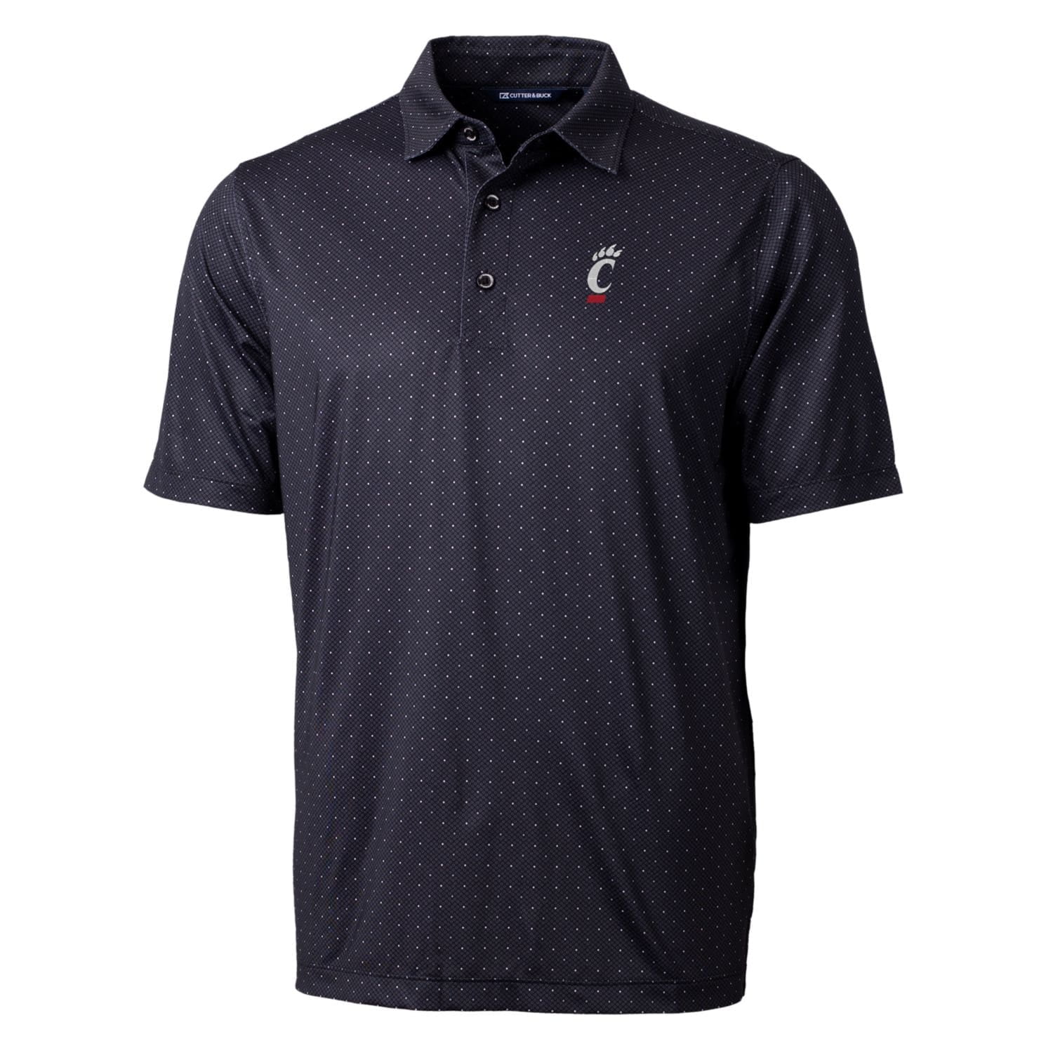 Men's Cutter & Buck Black Cincinnati Bearcats Pike Double Dot Print Stretch Polo