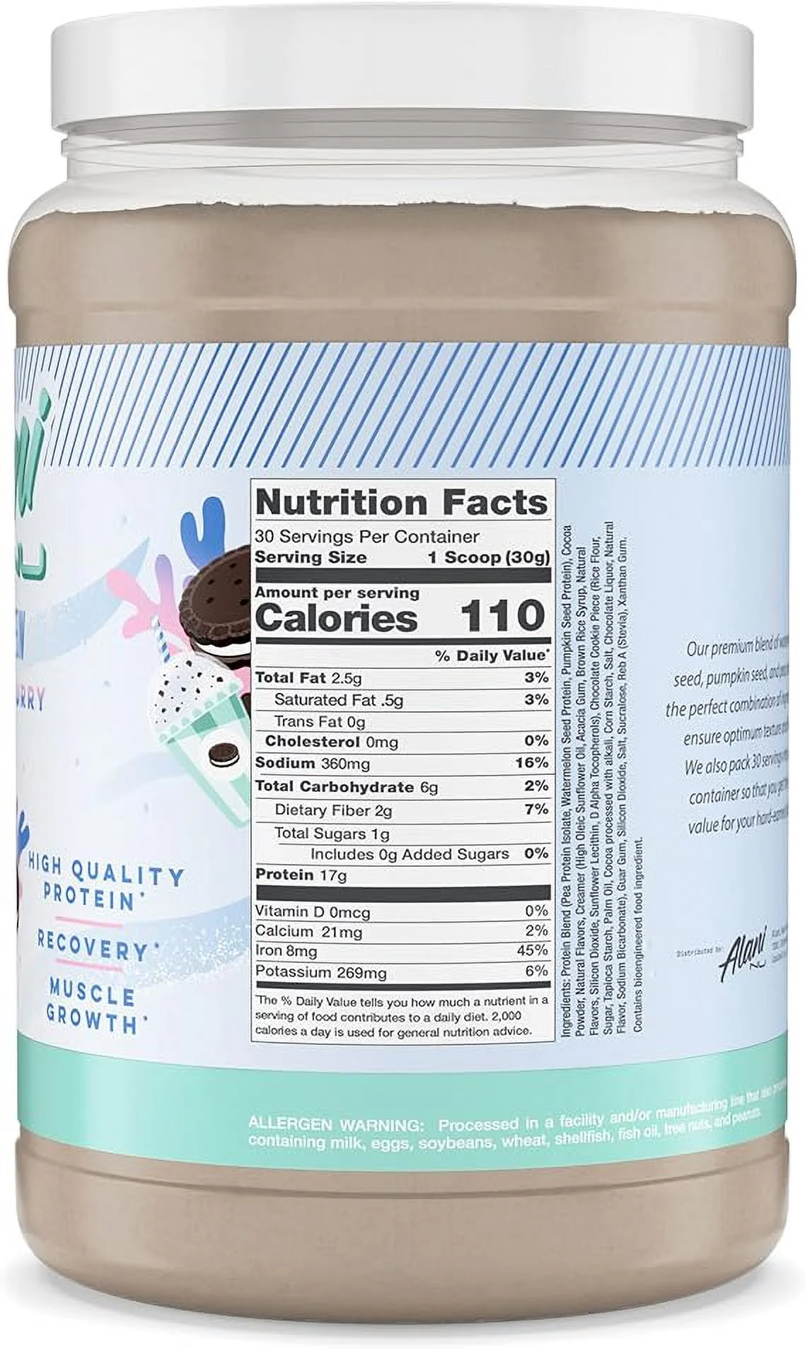 Alani Nu Plant-Based Protein Powder Frosted Flurry | 17g Vegan Protein | Meal Replacement Powder | No Sugar Added | Low Fat, Low Carb, Dairy Free, Pea Protein Isolate Blend | 30 Servings