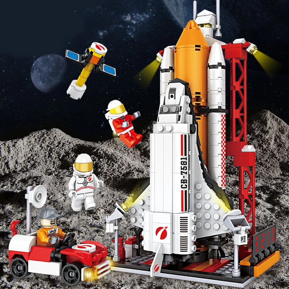 City Aerospace Rocket Launch Center Architecture Building Blocks Model Ideas Space Astronaut Figures Bricks STEM Toys For Kids