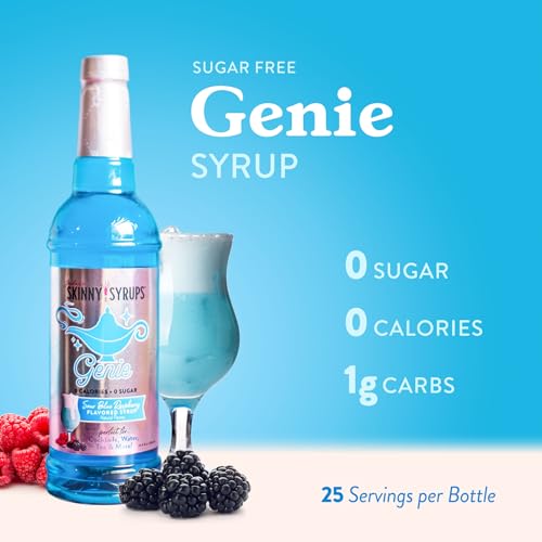 Jordan's Skinny Mixes Sugar Free Syrup, Genie Flavor, Fruit Flavored Water Enhancer, Drink Mix for Ice Tea, Lemonade & More, Zero Calorie Flavoring, Keto Friendly, 25.4 Fl Oz, 1 Pack