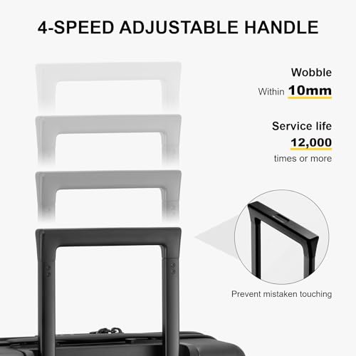 LEVEL8 Hard Shell Carry on Luggage Airline Approved, Carry-on Suitcases with Wheels, Lightweight Luminous Textured Hardside Travel Bag with Tsa Lock, 20 Inch, Black