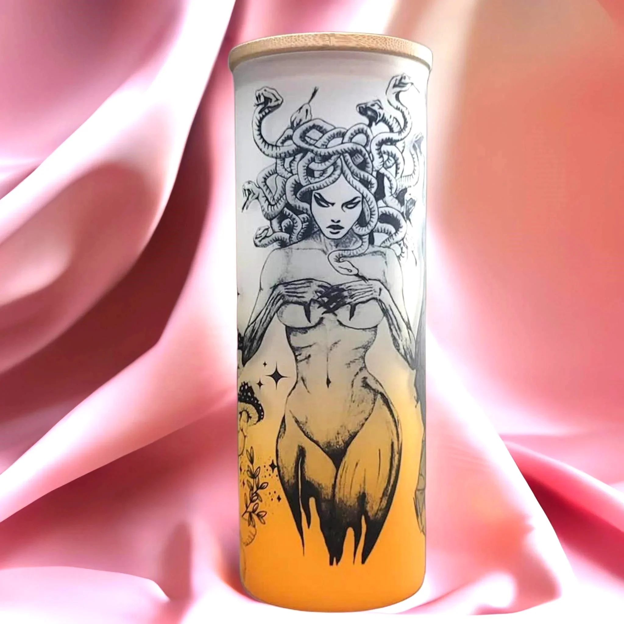 Medusa Beer Can Glass | Boho Mushroom Coffee Glass | 24 oz