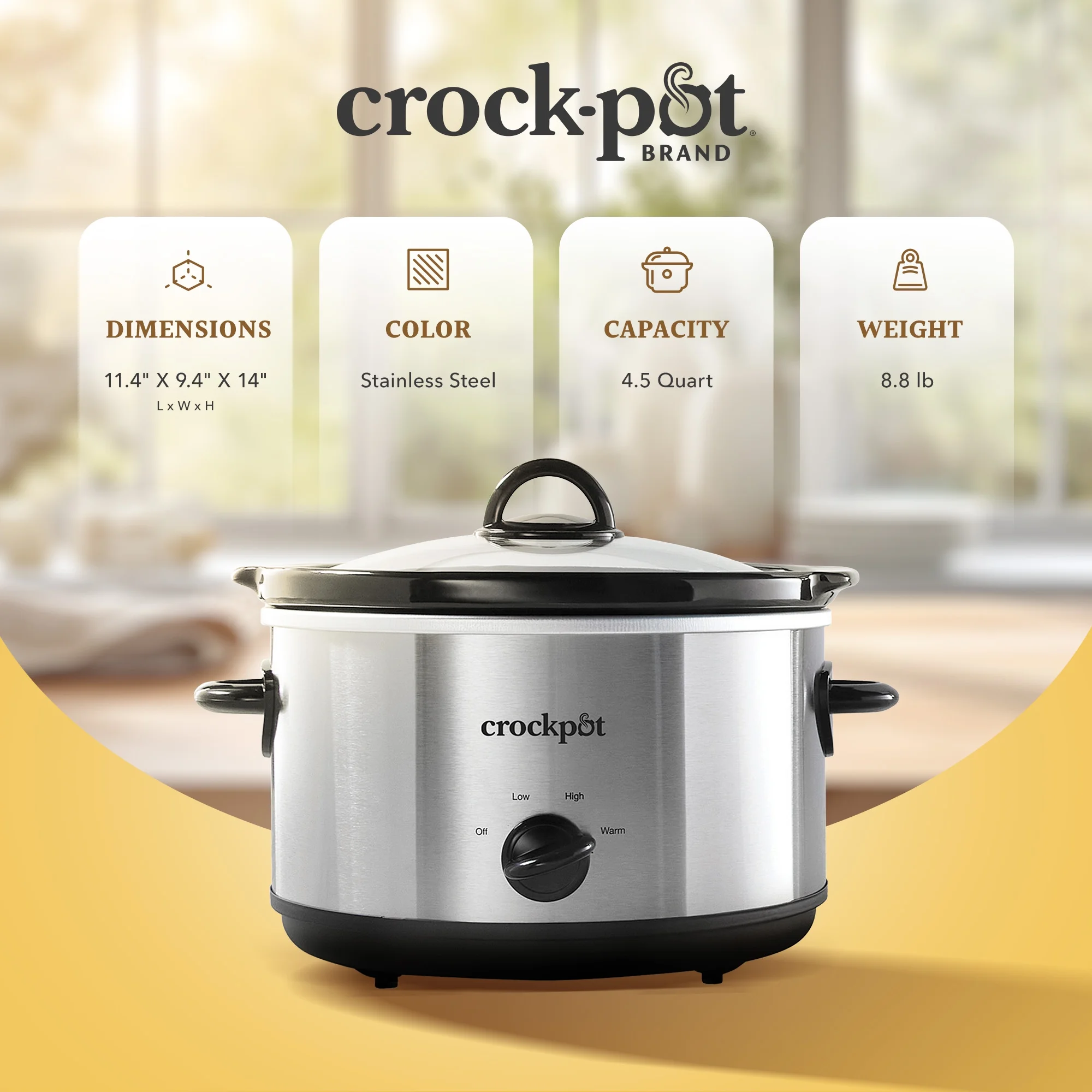Crock-Pot 4.5 Quart Manual Slow Cooker SCR450-S  Silver