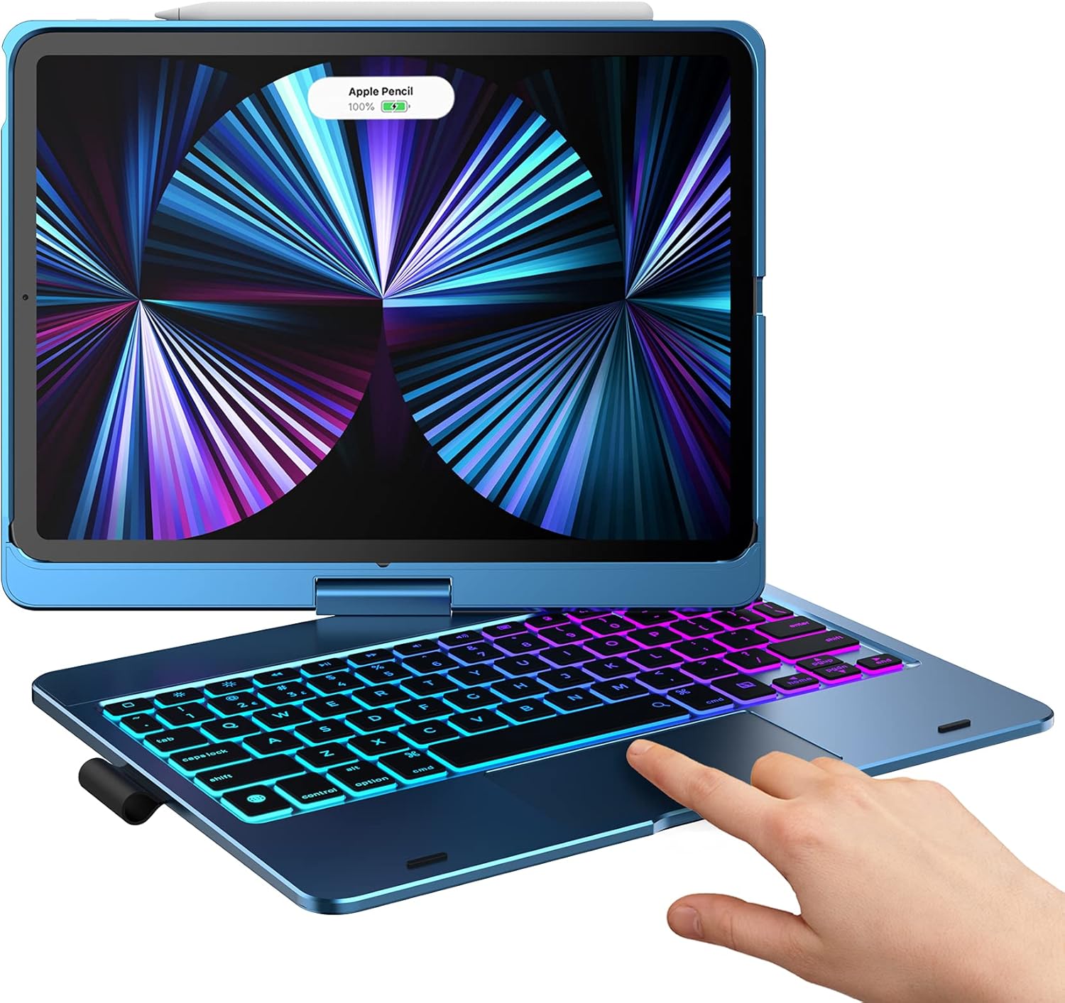 Typecase Touch iPad Air 5th Generation Case with Keyboard (10.9, 2022), Multi-Touch Trackpad, 10 Color Backlight, 360° Rotatable, Thin & Light for iPad Air 5, 4th Gen, Pro 11, Pencil (Black)