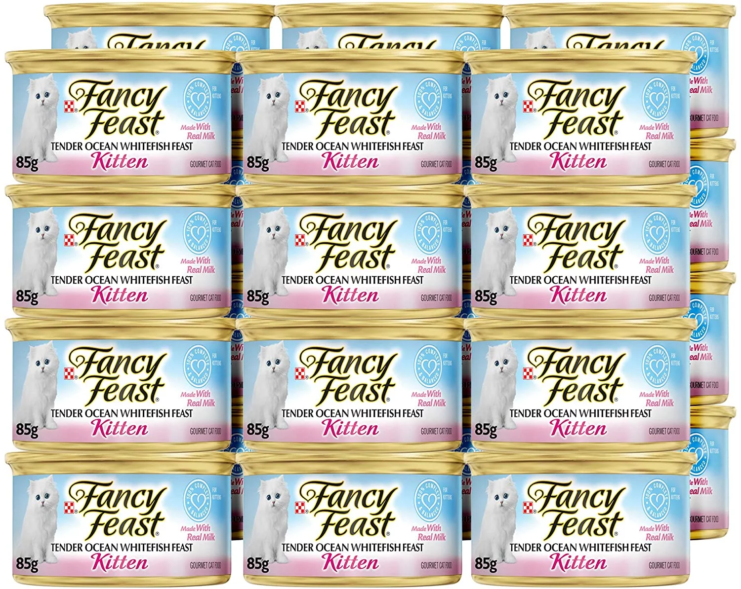 Purina Fancy Feast Tender Ocean Whitefish Feast Wet Kitten Food, 3 OZ (Pack of 24)