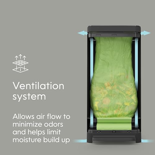 Compost Genie Kitchen Compost Bin, White Stainless-Steel Large