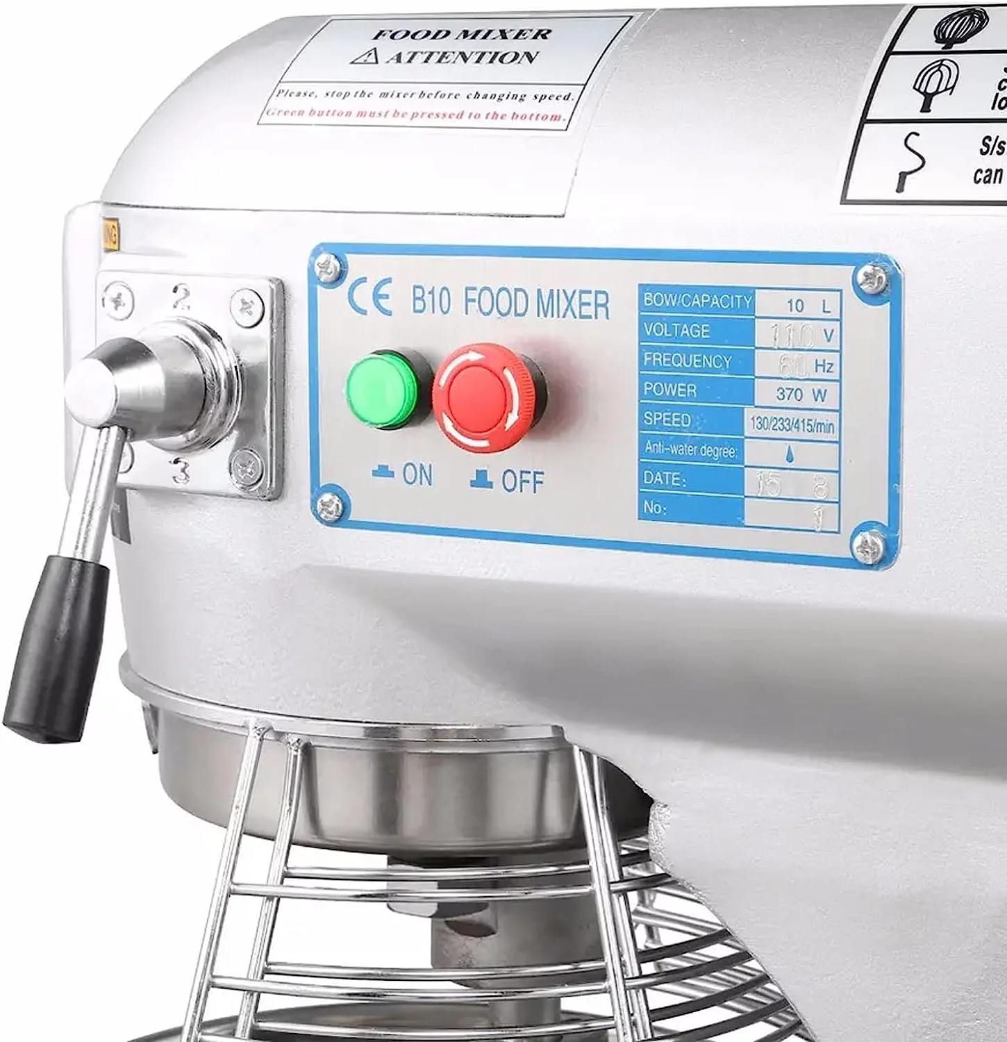 PreAsion Commercial Electric Dough Food Mixer NEW 3 Speed 450w 10L Gear Driven Bakery Blender