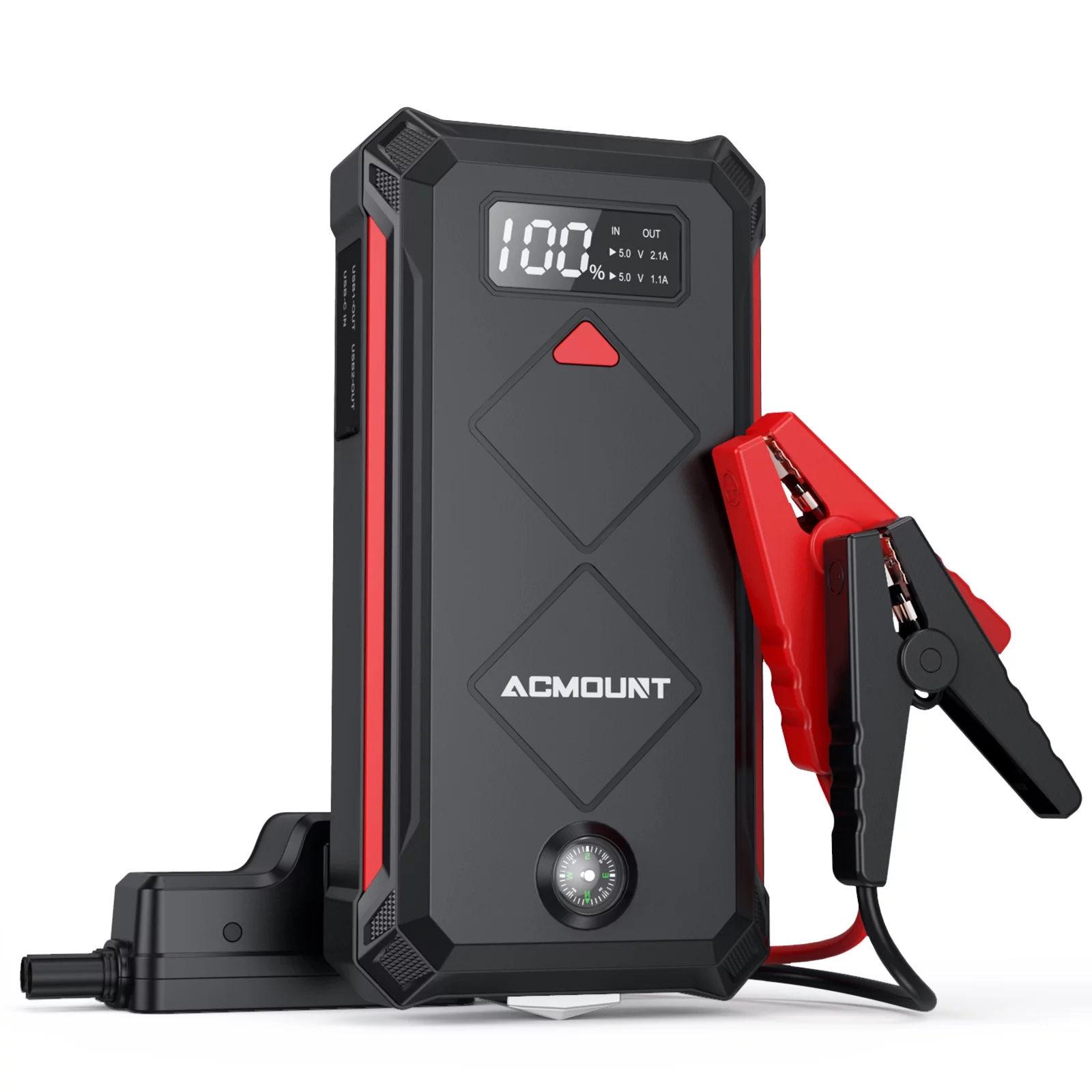 Car Jump Starter, Acmount 2000A 12V Portable Battery Jump Starter Box for up to 9L Gas or 7L Diesel Engine with LED Screen & LED Light