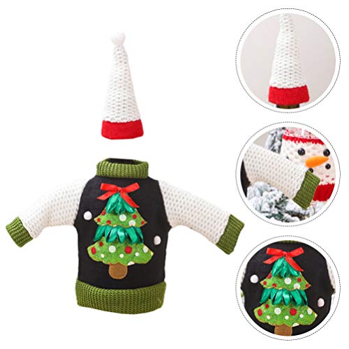 Amosfun Sweater Christmas Wine Bottle Covers Holiday Wine Bottle Sweater Cover with Hat for Christmas Party Decorations Random Styles